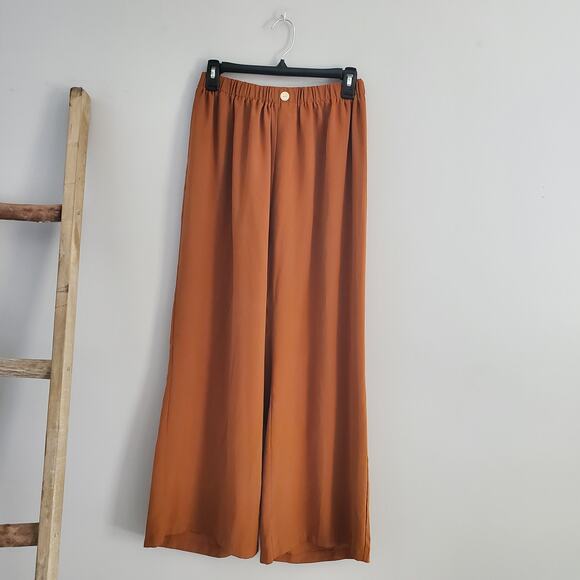 Shein Curve Pants - SHEIN Curve Brown Sheer Lightweight Wide Leg Pants Size 0XL